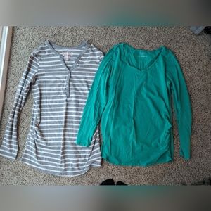 Two long sleeve maternity shirts